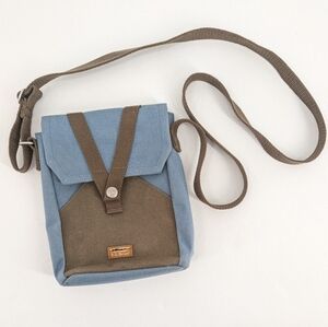 L.L. Bean Blue and Brown Canvas Utility Crossbody Bag